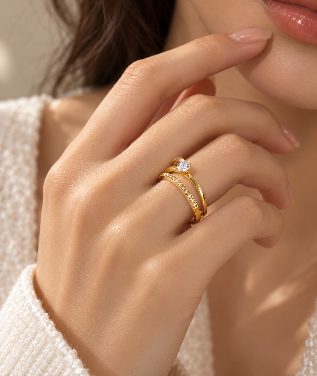 Aurelia Lumière Double Band Gold Ring