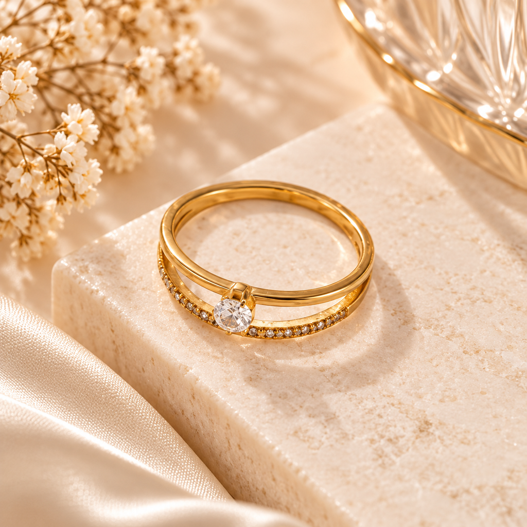 Aurelia Lumière Double Band Gold Ring