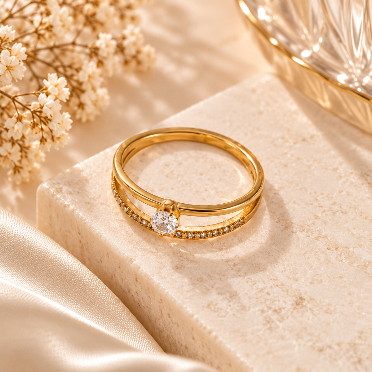 Aurelia Lumière Double Band Gold Ring