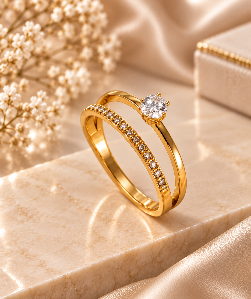 Aurelia Lumière Double Band Gold Ring