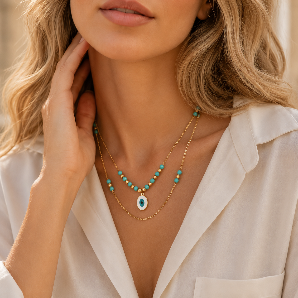 Aurelia Nazar Layered Necklace | Waterproof Evil Eye Necklace Australia