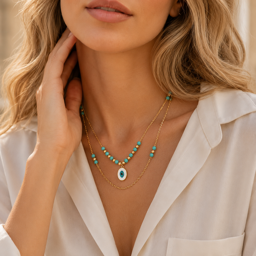 Aurelia Nazar Layered Necklace | Waterproof Evil Eye Necklace Australia