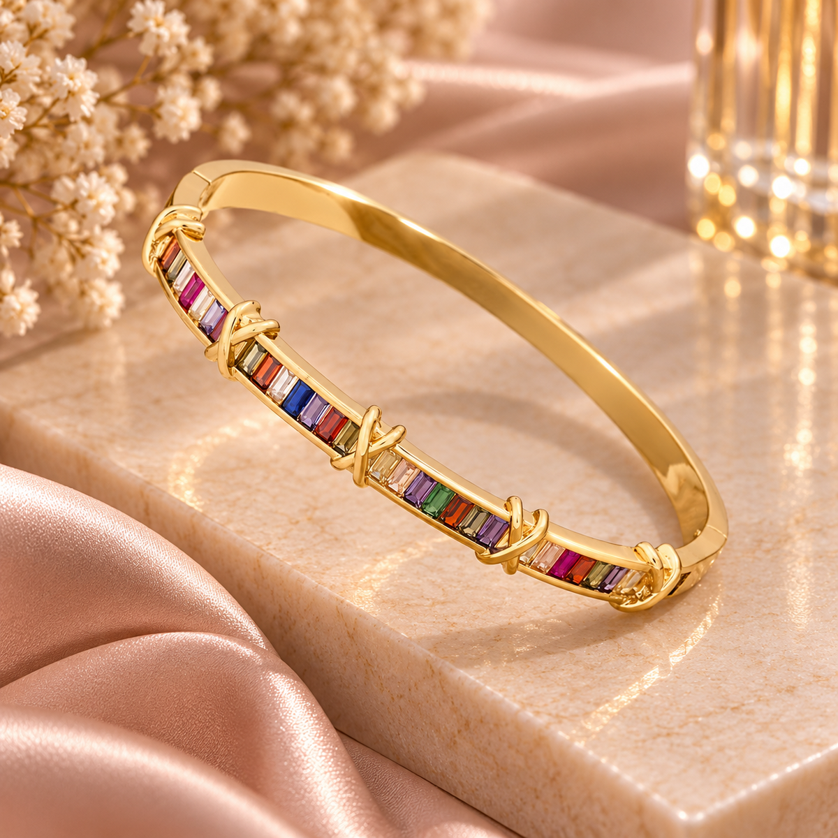 Rainbow Baguette Gold Bracelet | Aurelia Co.