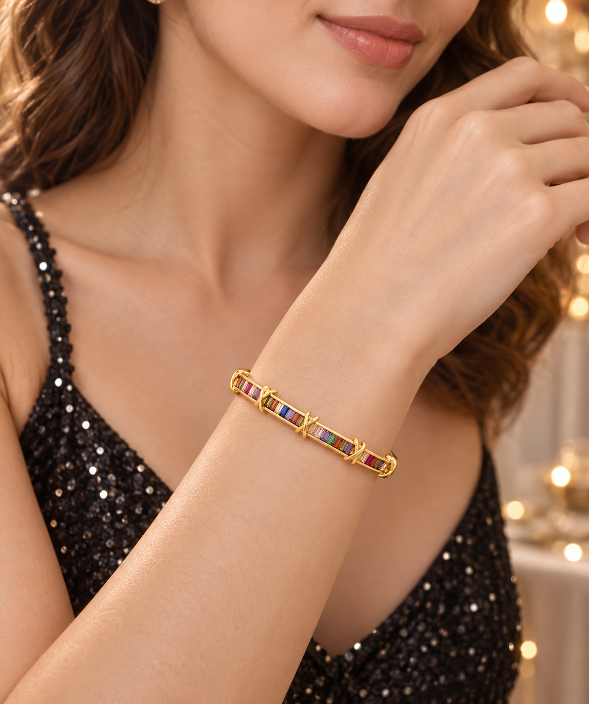 Rainbow Baguette Gold Bracelet | Aurelia Co.