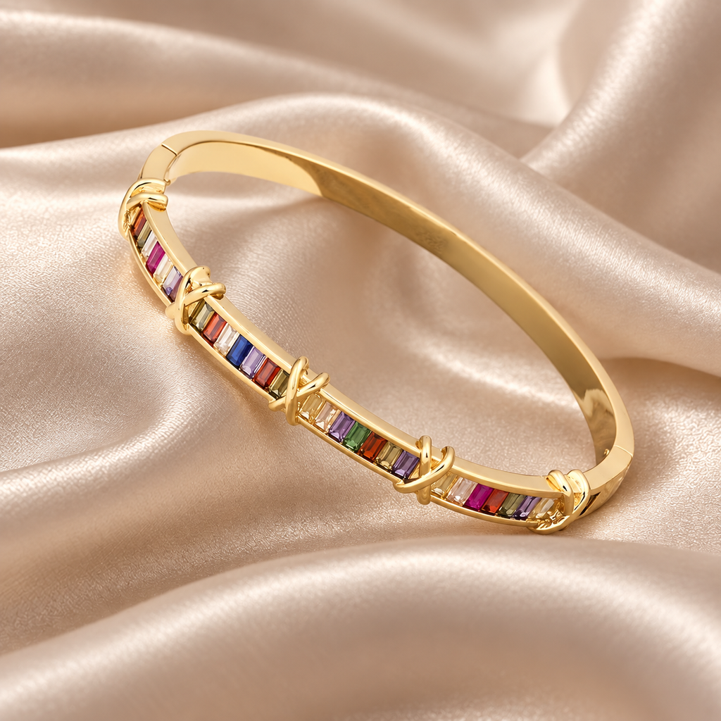Rainbow Baguette Gold Bracelet | Aurelia Co.