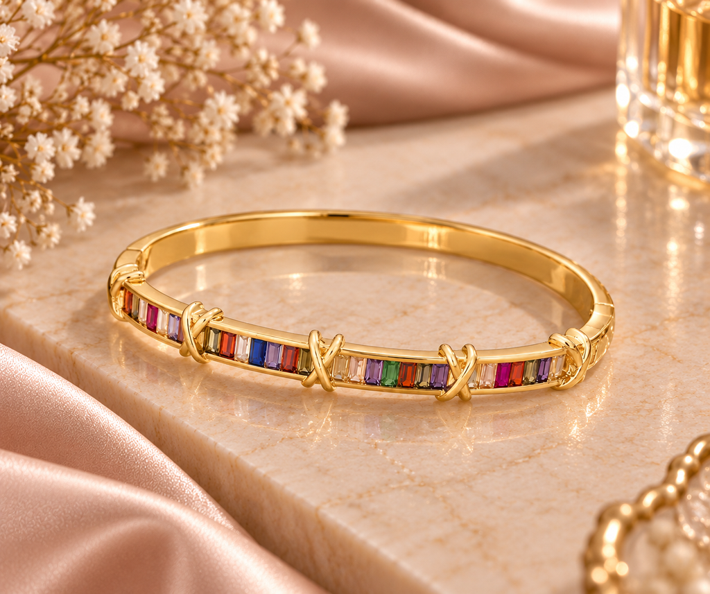 Rainbow Baguette Gold Bracelet | Aurelia Co.
