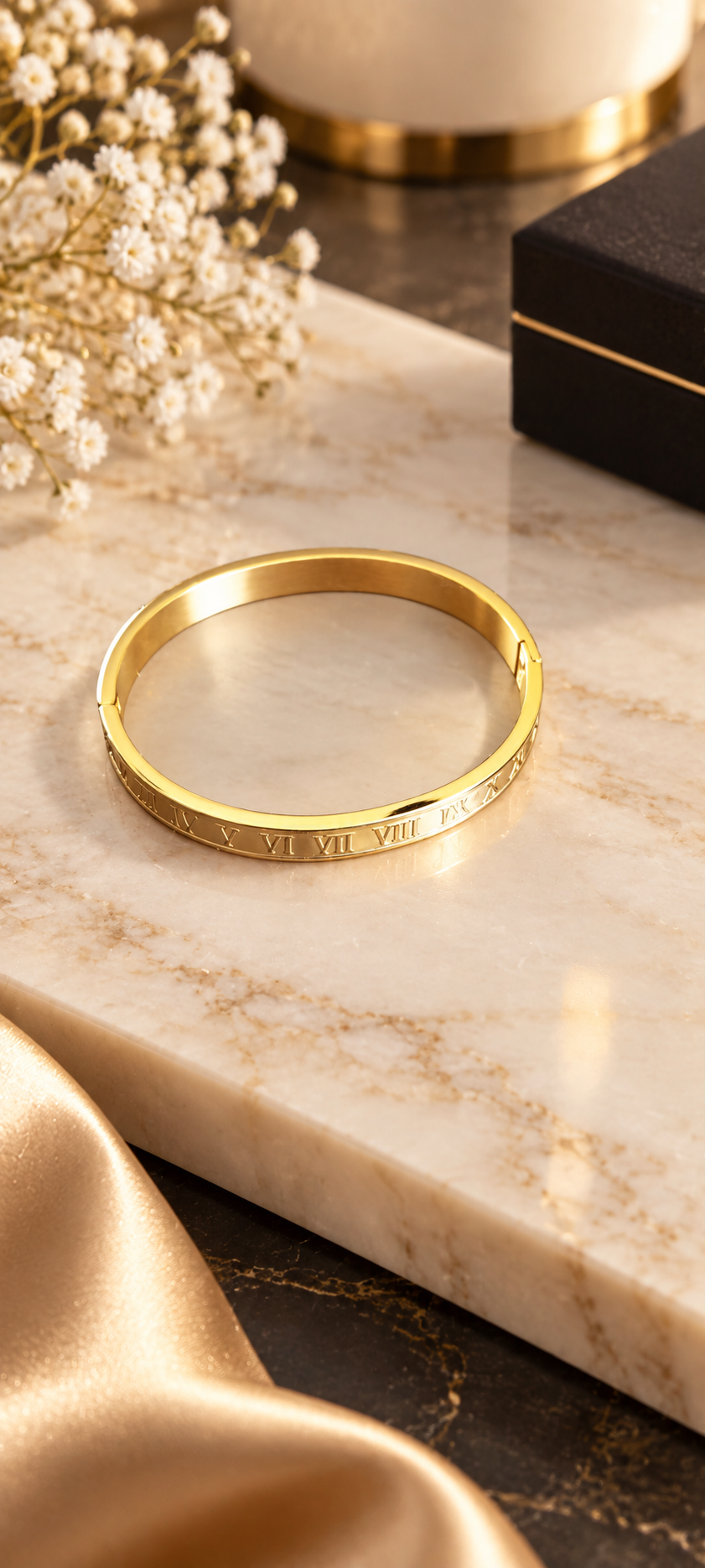 Aurelia Roman Numeral – 18K Gold Waterproof Bracelet