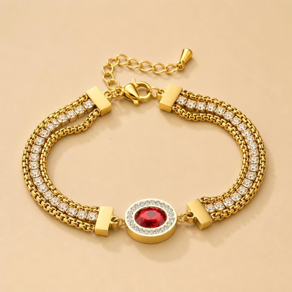 Ruby Halo Gold Tennis Bracelet | Aurelia Co. Australia