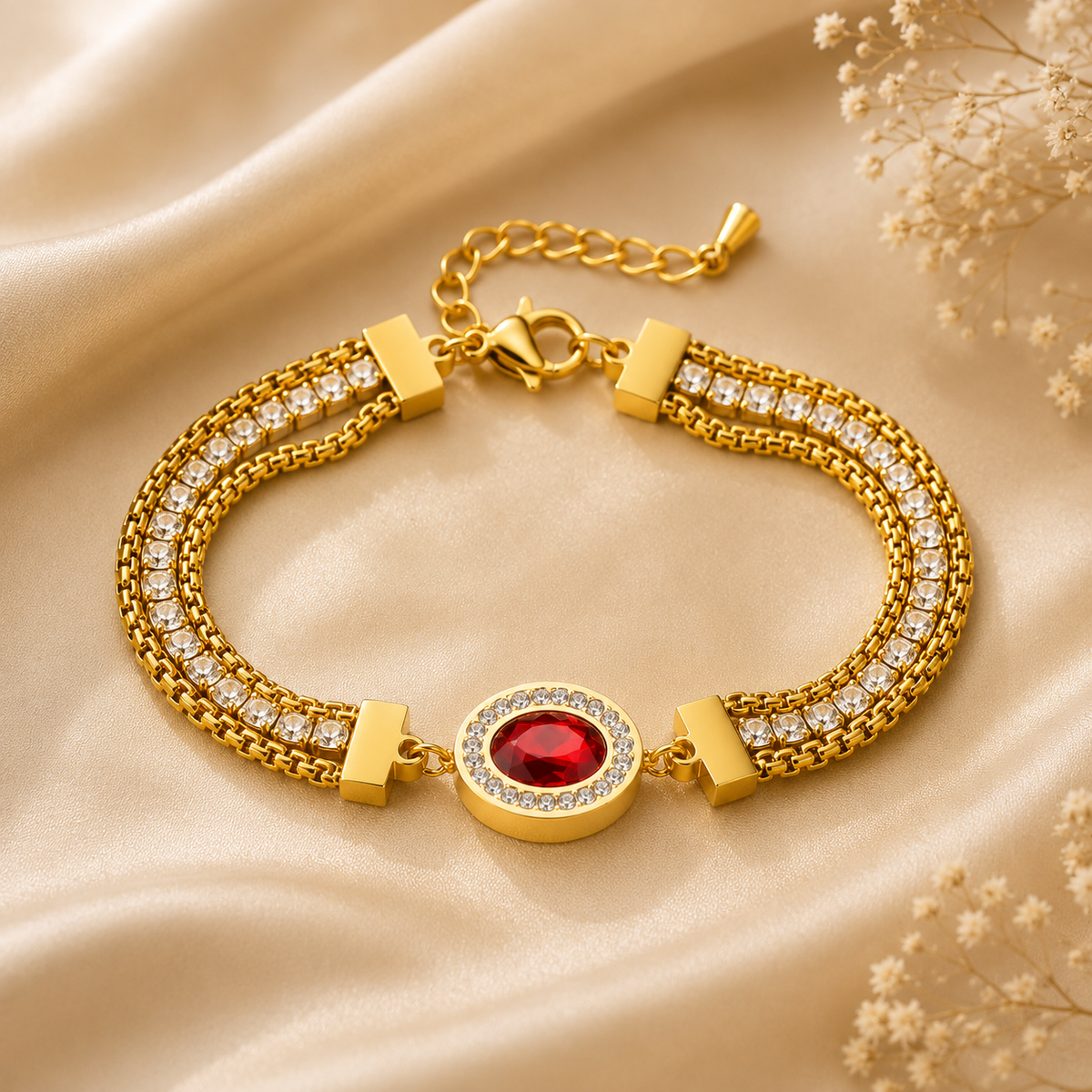Ruby Halo Gold Tennis Bracelet | Aurelia Co. Australia