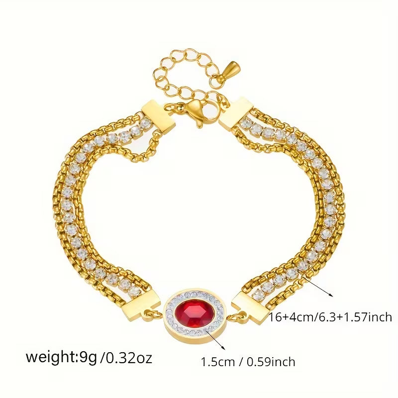 Ruby Halo Gold Tennis Bracelet | Aurelia Co. Australia