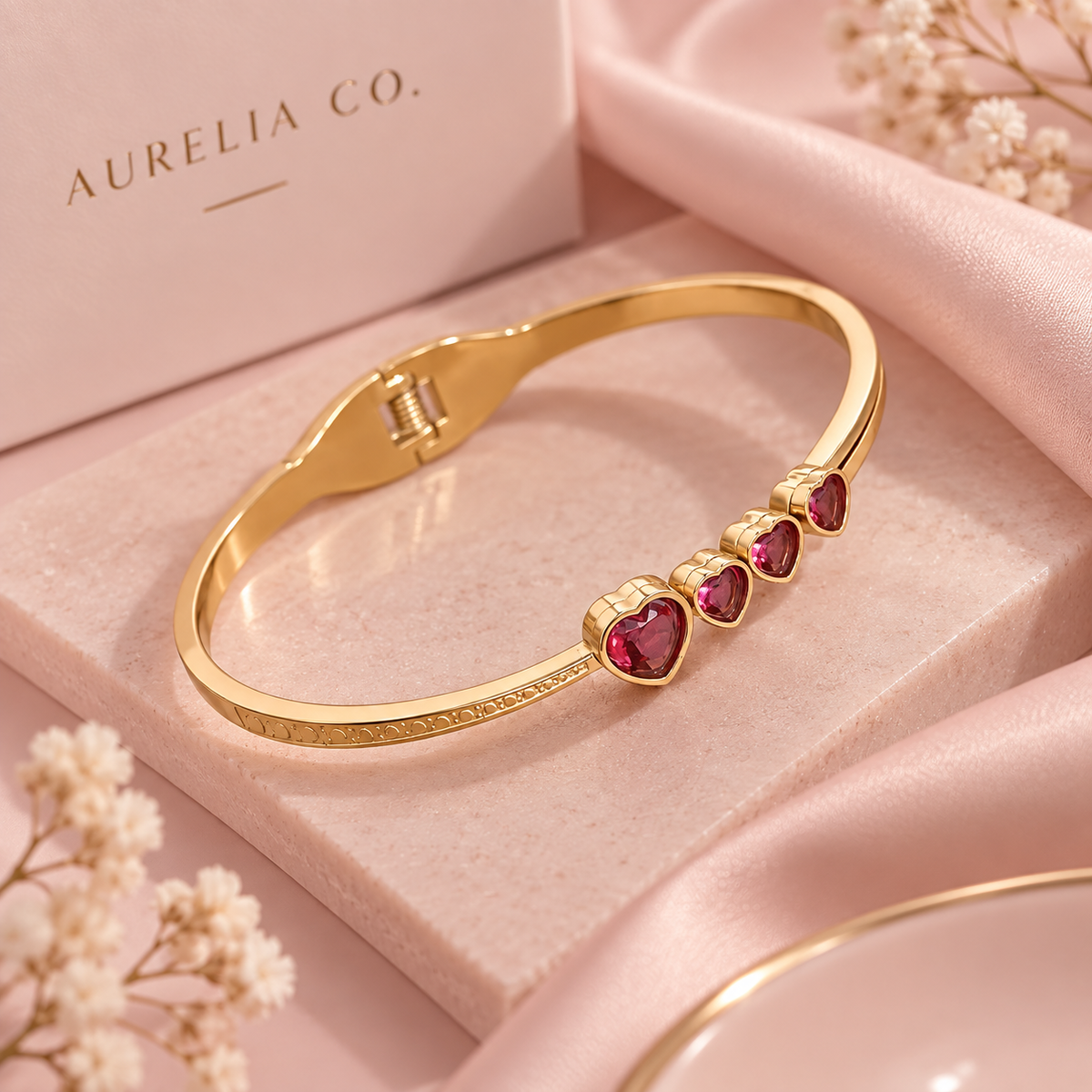 Ruby Heart Gold Bracelet | Aurelia Co. Australia