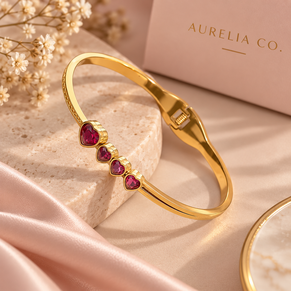 Ruby Heart Gold Bracelet | Aurelia Co. Australia