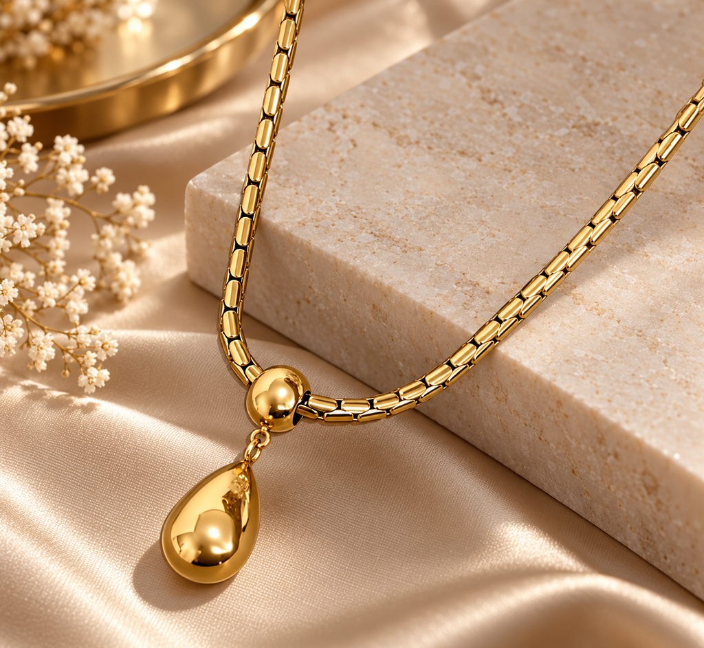 Aurelia Teardrop Gold Necklace | Waterproof Jewellery Australia