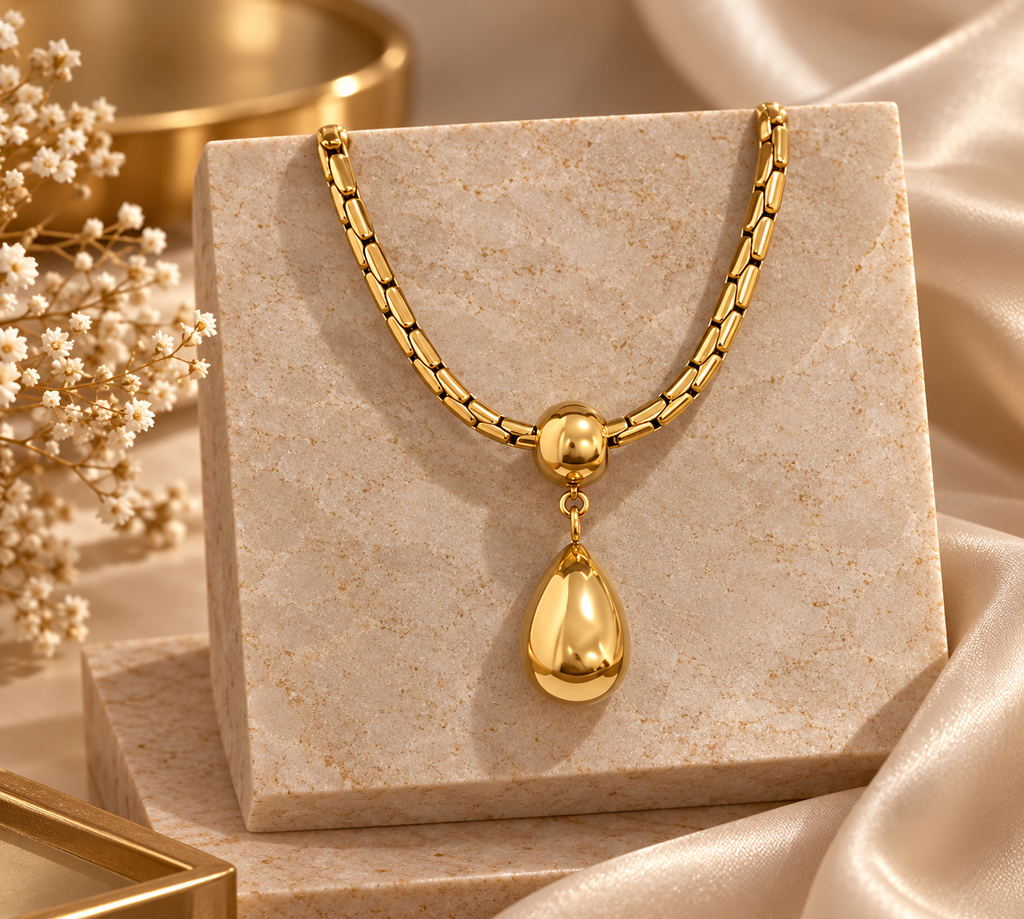 Aurelia Teardrop Gold Necklace | Waterproof Jewellery Australia