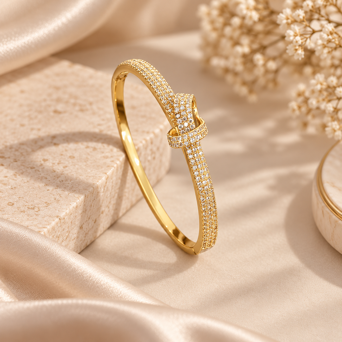 Aurelia Zirconia Knot Gold Plated Bracelet