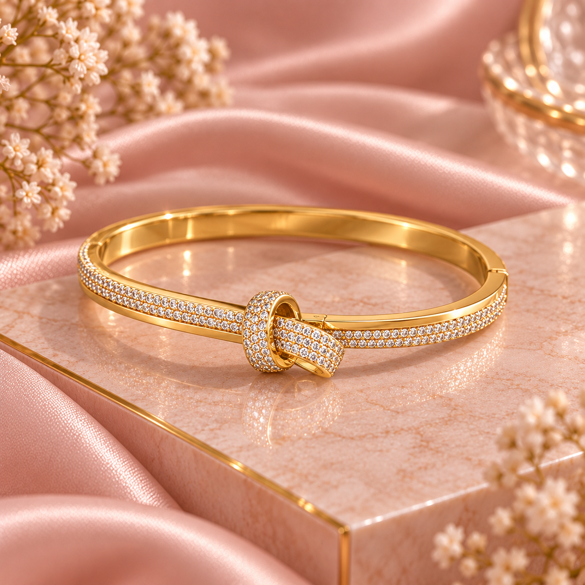 Aurelia Zirconia Knot Gold Plated Bracelet