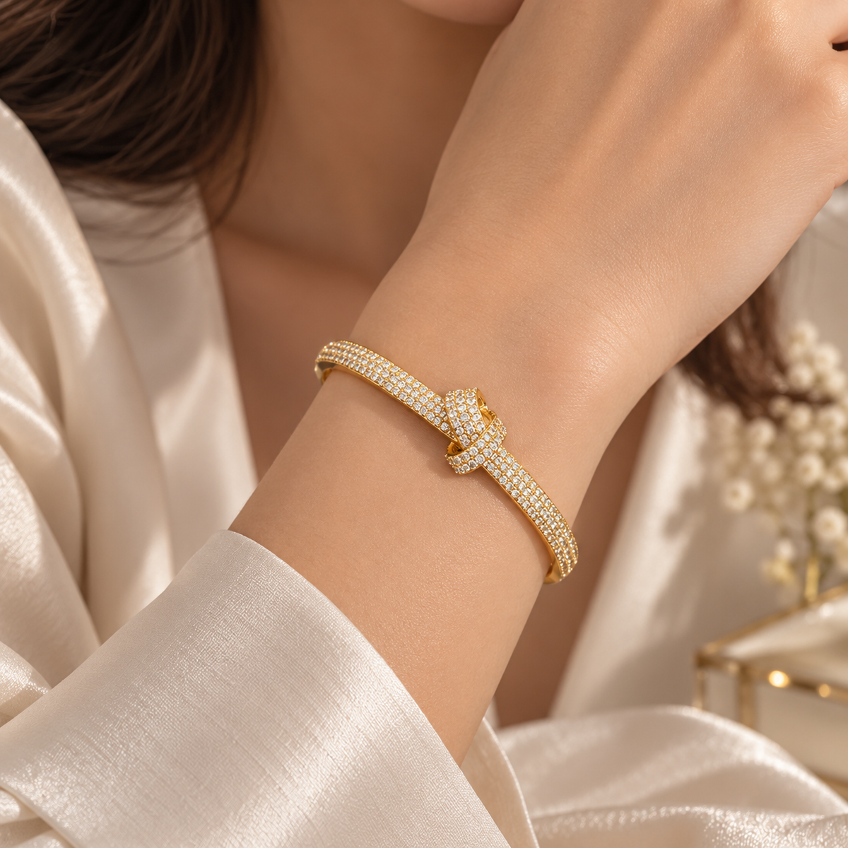 Aurelia Zirconia Knot Gold Plated Bracelet