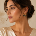 Black Enamel Fan Hoop Earrings