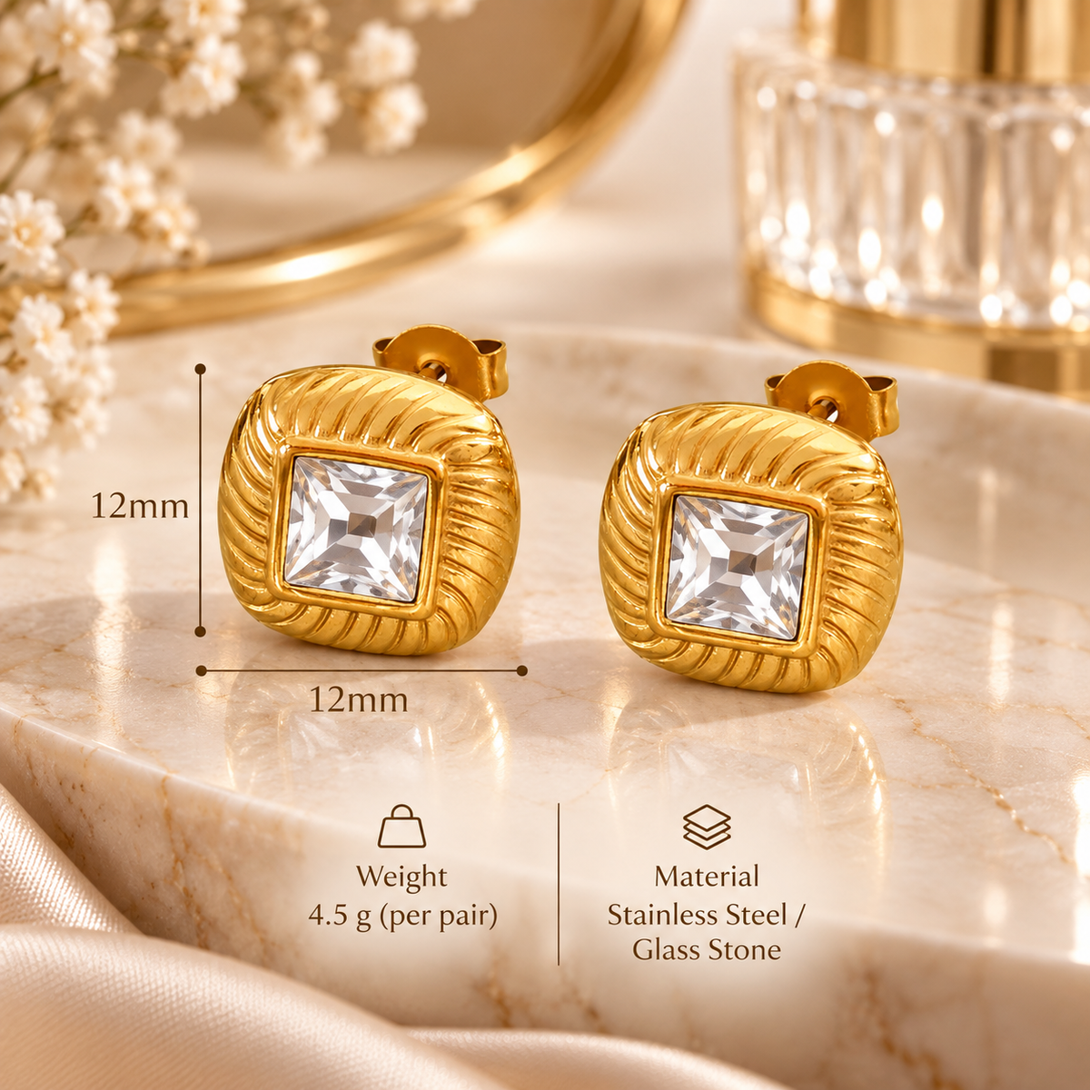 Aurelia Sculpted Gold Hoop Earrings – 18K Gold Waterproof