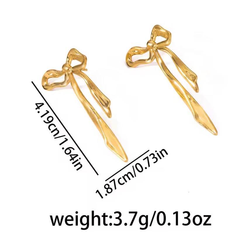 Celeste Bow Drop Earrings | Waterproof 18K Gold PVD Earrings | Aurelia Co.