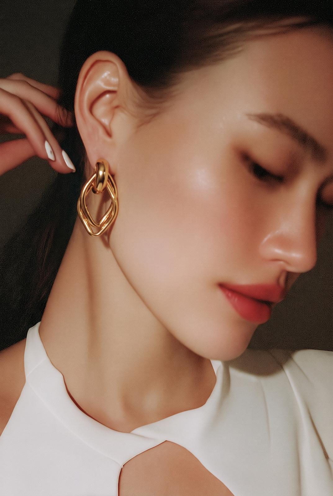 Celeste Intertwined Gold Drop Earrings | Waterproof Statement Earrings Australia | Aurelia Co.