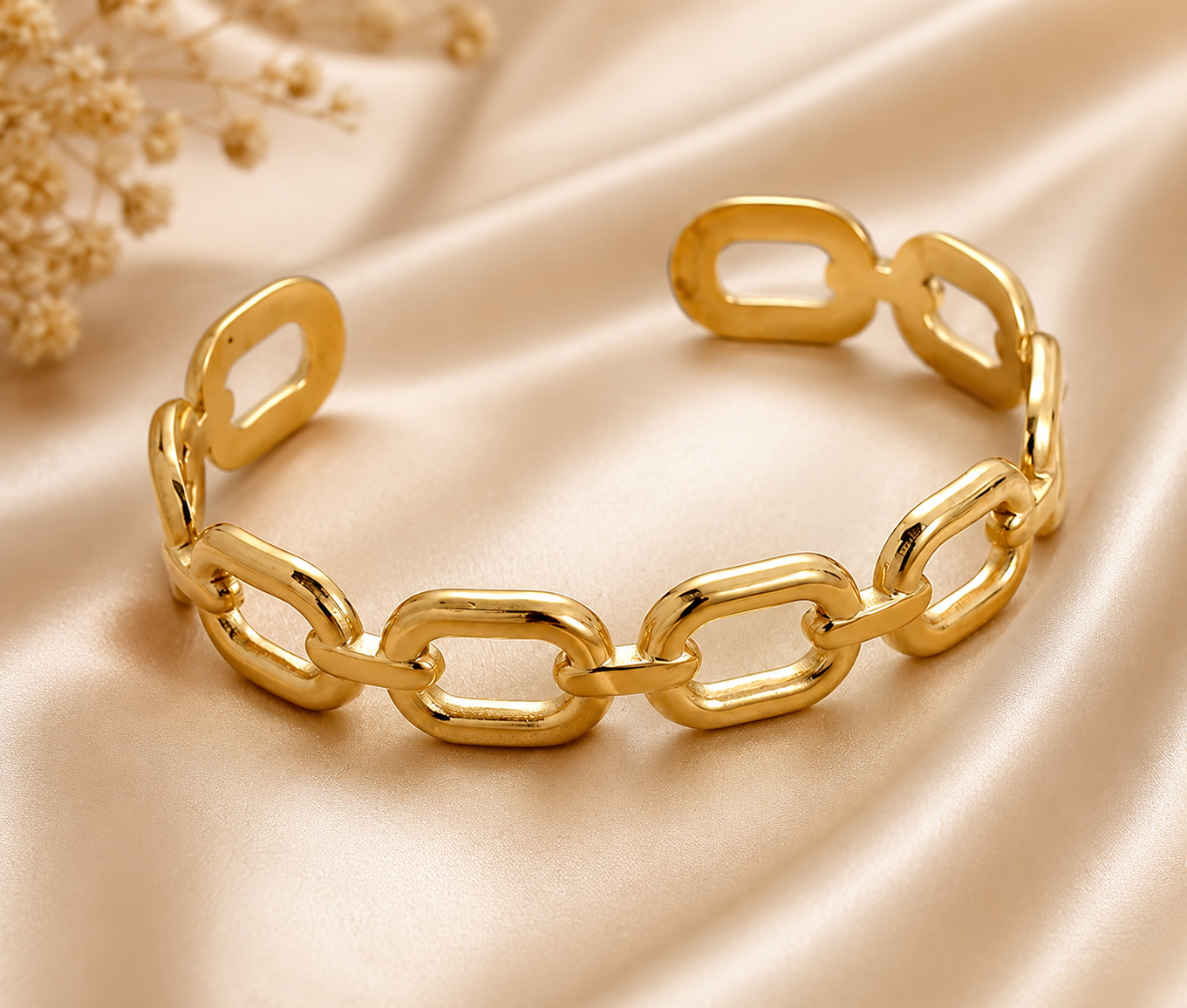 Elara Gold Link Cuff Bracelet | Waterproof Gold Bracelet Australia | Aurelia Co.