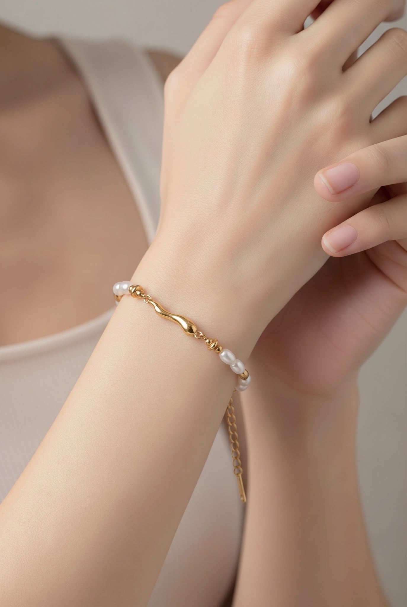 Elara Pearl Bracelet | Waterproof 18K Gold Plated Pearl Bracelet | Aurelia Co.
