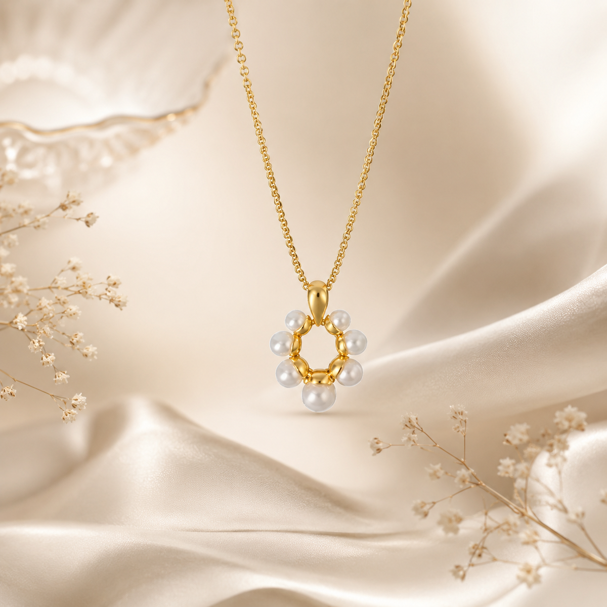 Elara Pearl Wreath Necklace | 18K Gold Pearl Necklace Australia