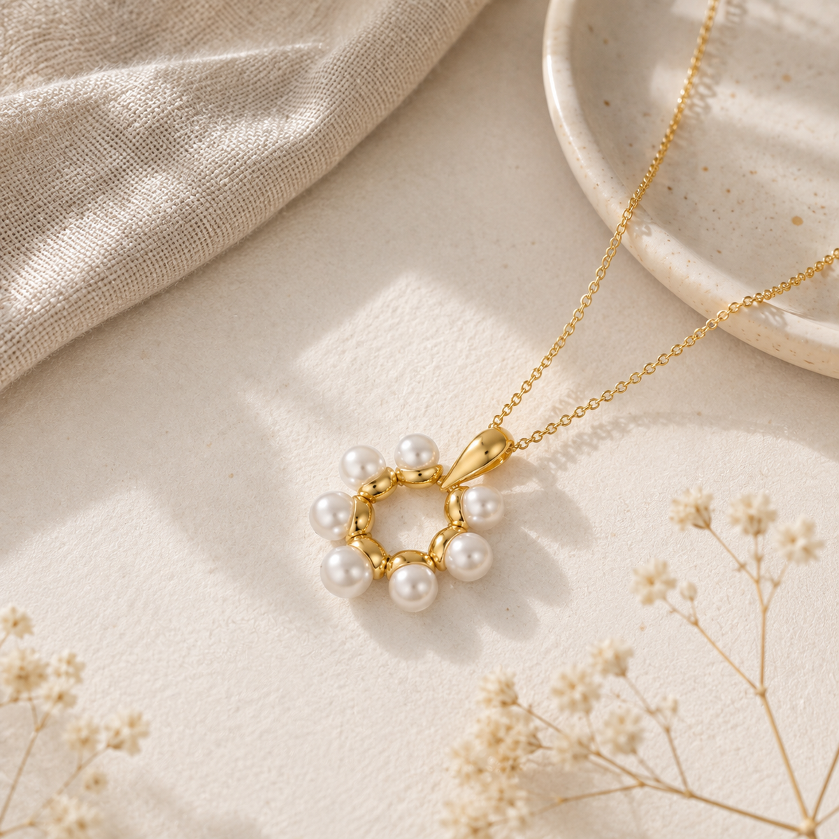Elara Pearl Wreath Necklace | 18K Gold Pearl Necklace Australia