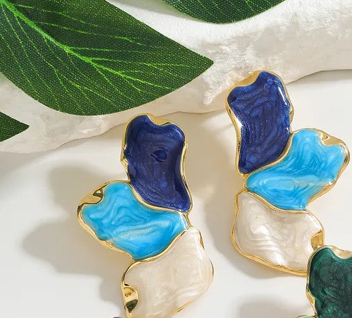 Ocean Petal Abstract Drop Earrings