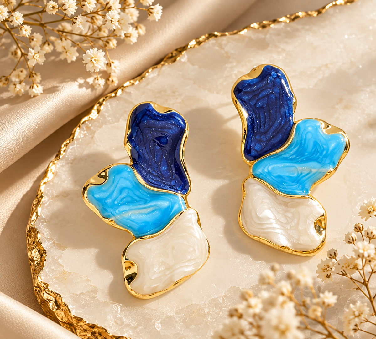 Ocean Petal Abstract Drop Earrings