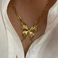 Exaggerated Leaf Flower Bow Knot Necklace  | Waterproof | Aurelia Co.