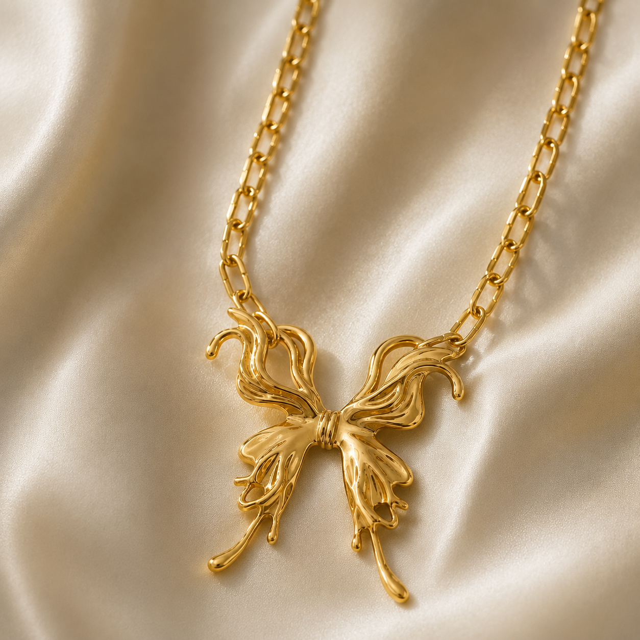 Exaggerated Leaf Flower Bow Knot Necklace  | Waterproof | Aurelia Co.