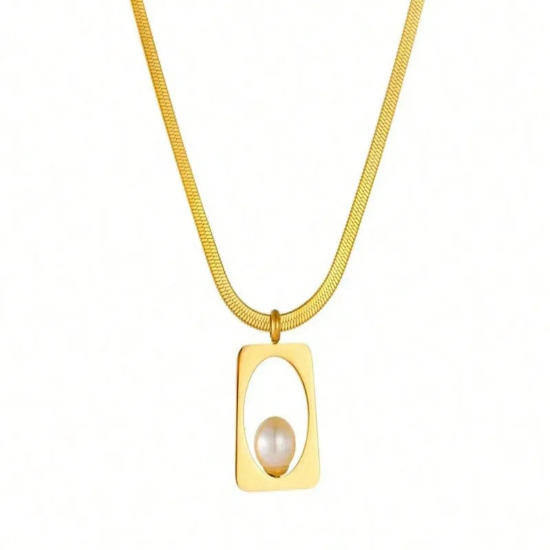 Pearl On Snake Pendant Necklace