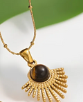 Geometric Tiger Eye Pendant Necklace