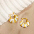 White Enamel Fan Hoop Earrings