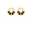 Black Enamel Fan Hoop Earrings