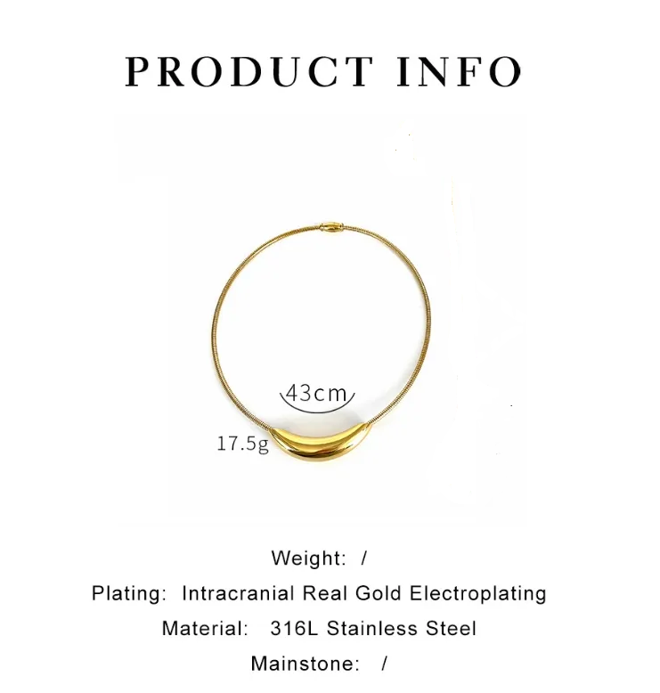 Gold Cable Arc Necklace