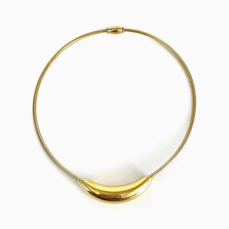 Gold Cable Arc Necklace