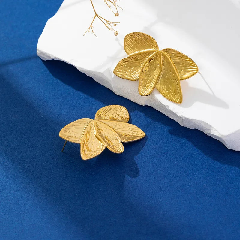 Gold Leaf-Flower Dainty Earrings | Floral Luxury Jewellery | Aurelia Co