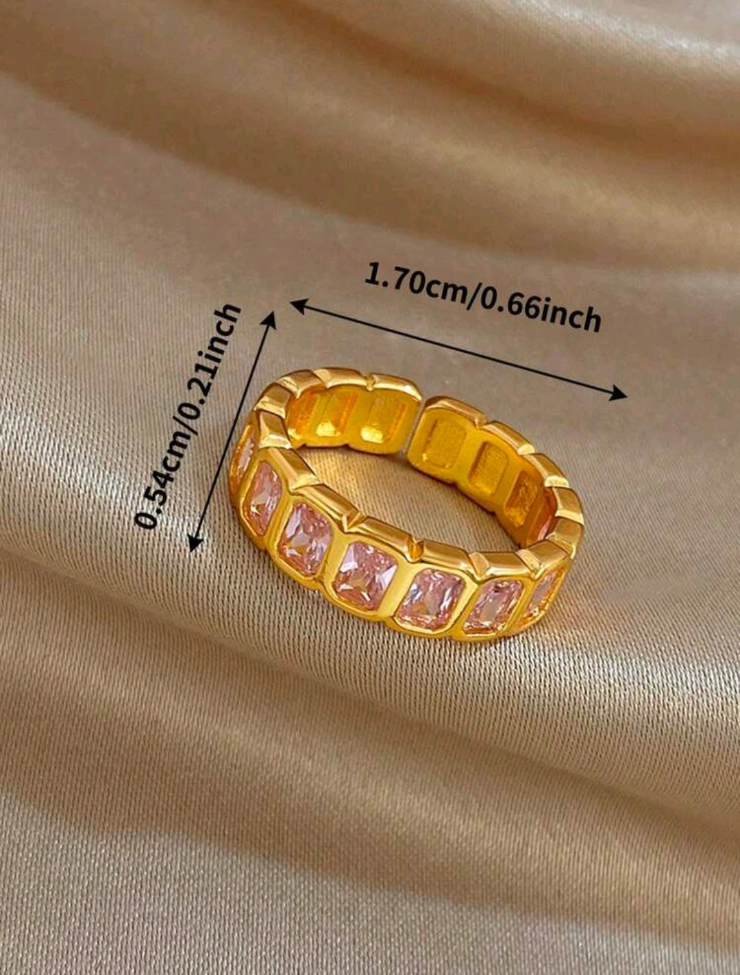 Luxe Pink-Cut Crystal Open Ring – Gold Plated