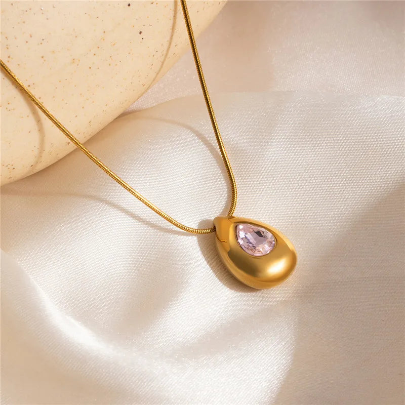 Crystal Teardrop Necklace | Waterproof | Aurelia Co.