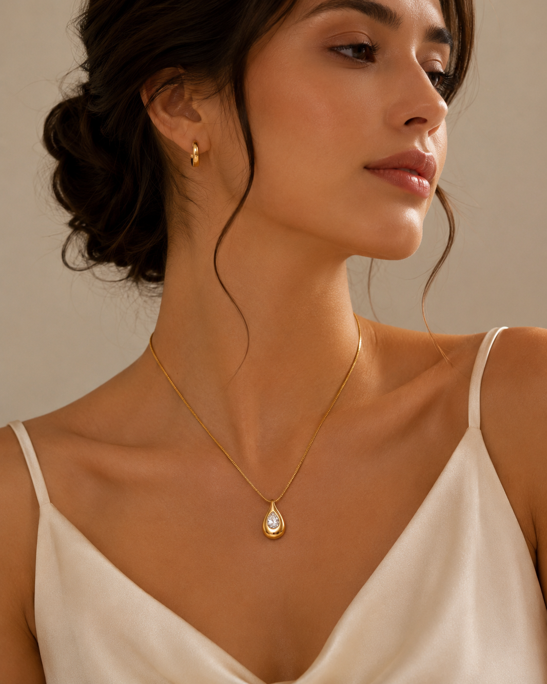 Crystal Teardrop Necklace | Waterproof | Aurelia Co.