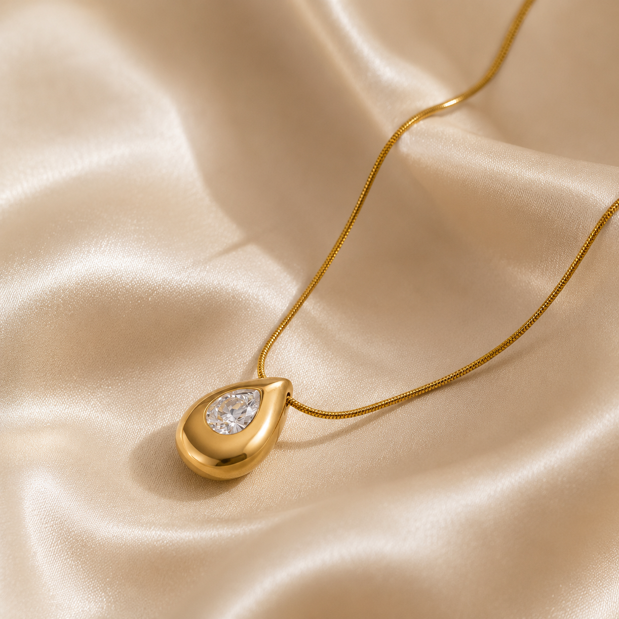 Crystal Teardrop Necklace | Waterproof | Aurelia Co.
