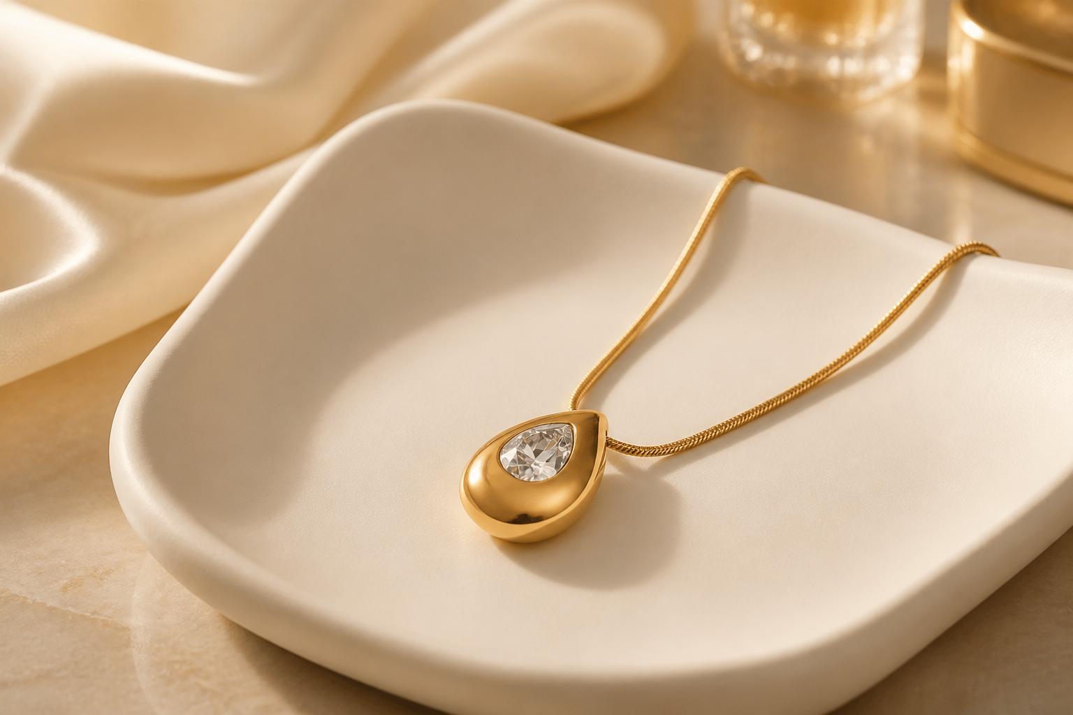 Crystal Teardrop Necklace | Waterproof | Aurelia Co.