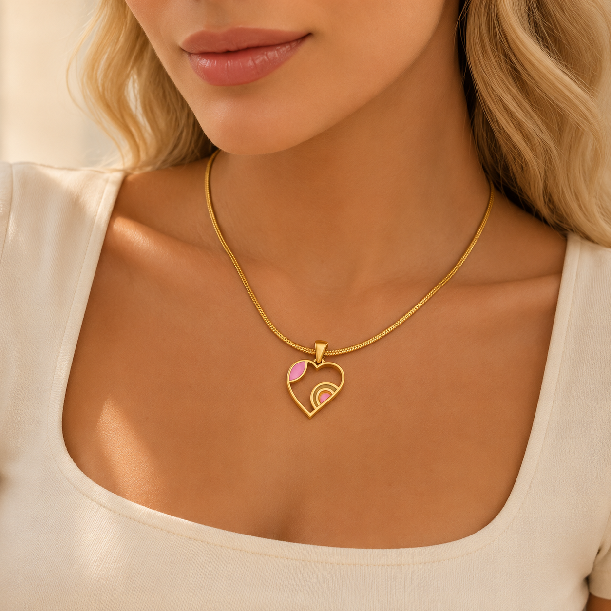 Heart Shaped Pendant Necklace | Waterproof