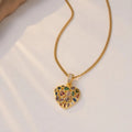 Heart Shaped Diamond Inlay Pendant Necklace