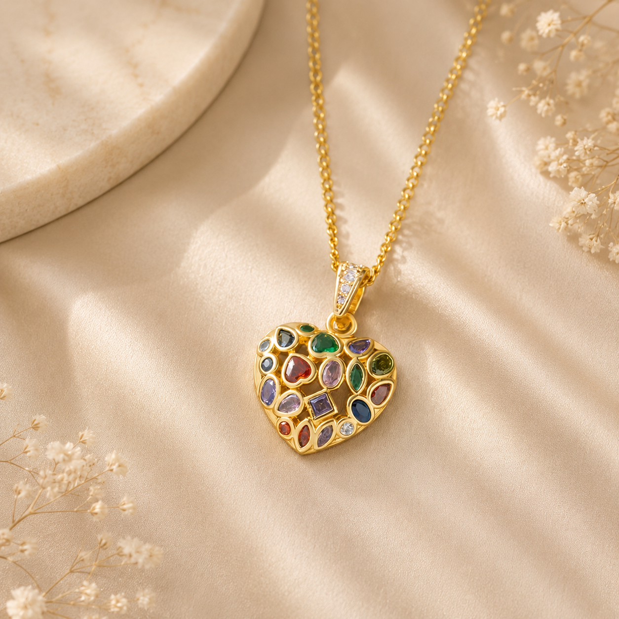 Aurora Mosaic Heart Pendant Necklace | Waterproof Gold Necklace | Aurelia Co Australia