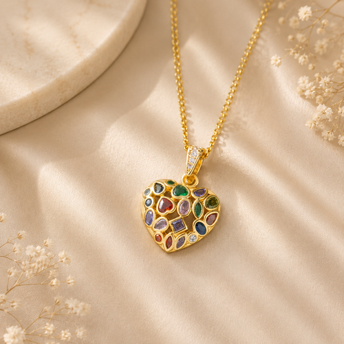 Aurora Mosaic Heart Pendant Necklace | Waterproof Gold Necklace | Aurelia Co Australia