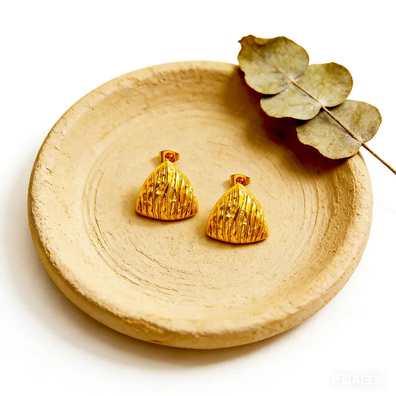 Aurora Gold Sculpted Statement Earrings | Waterproof Textured Gold Stud Earrings